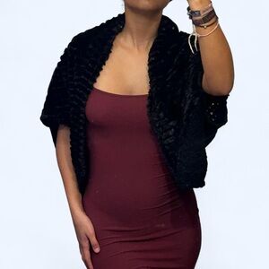 Black Fur Knit Cropped Cardigan!